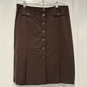 Ann Taylor Loft Chocolate Brown Button Front Pencil Skirt, Size 10P